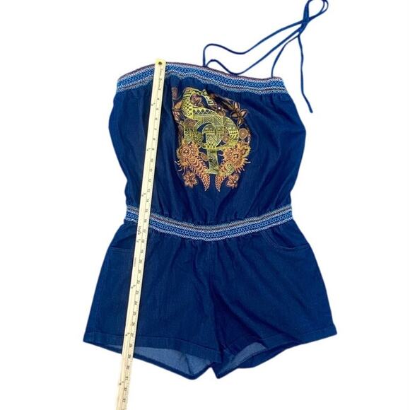 Southpole Women’s 2X Strapless Denim Romper Embroidered Front Design - Picture 5 of 5